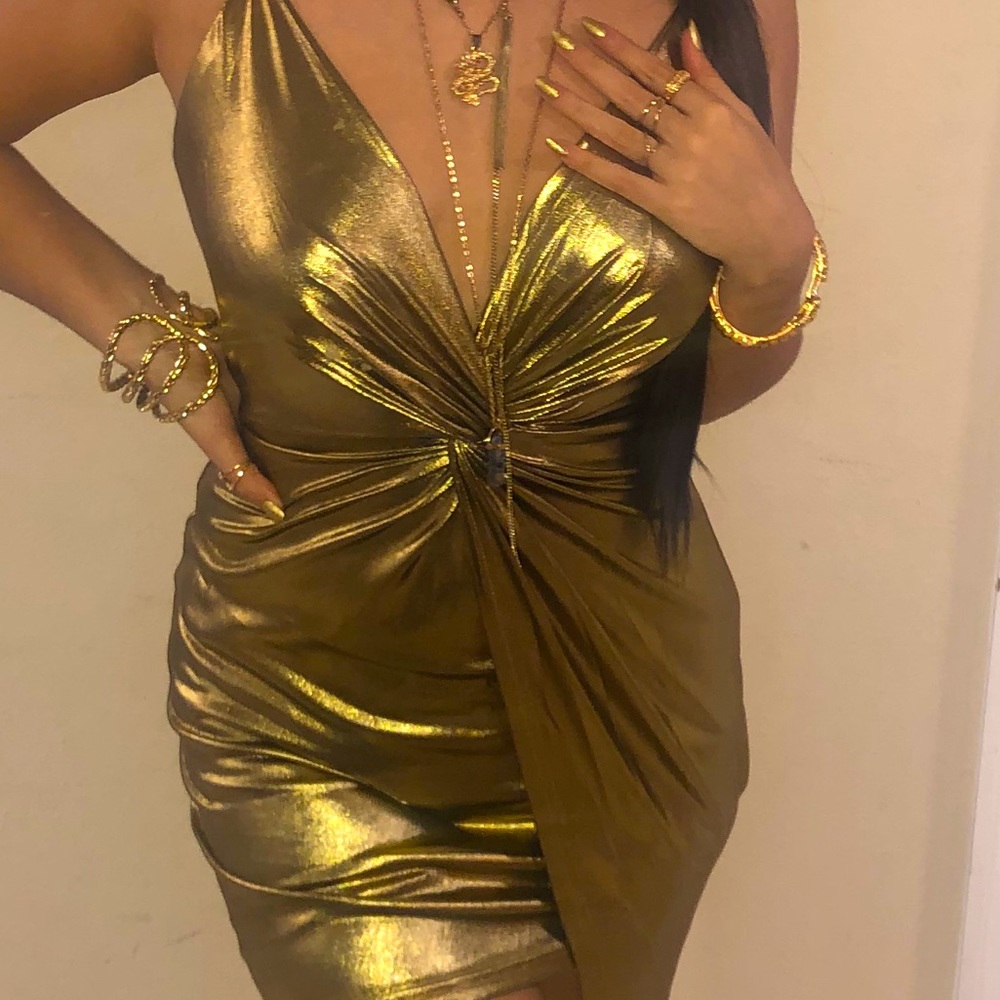 gold asymmetrical dress